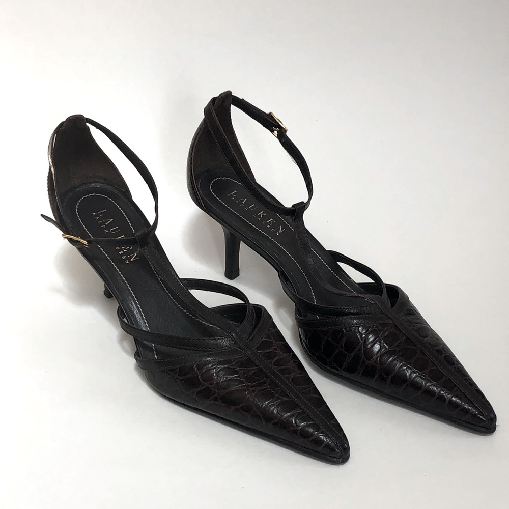 Ralph Lauren closed-toe sandals. Dark brown.